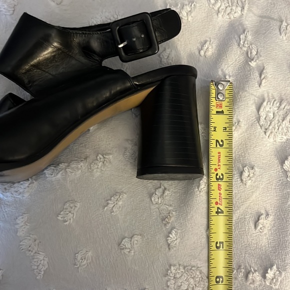 Enzo Angiolini Black Leather Block Heel Open Toe Buckle Closure Sandal 7.5 - Picture 6 of 9